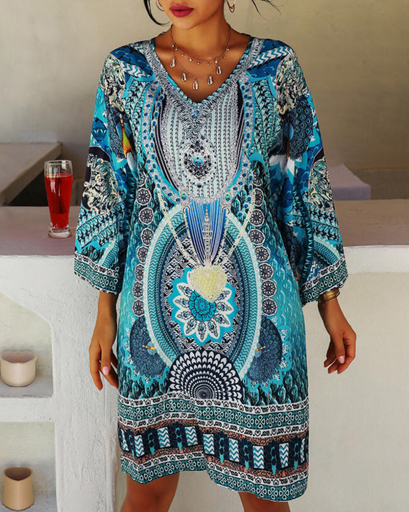 Emelia | Robe Imprimée Bohémienne Vibrante | Maya Deauville