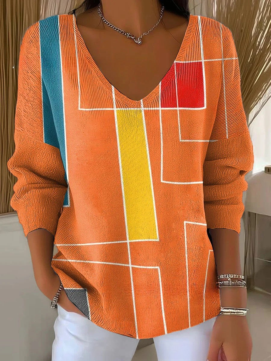 Béatrice – Pull coloré avec col en V | Maya Deauville