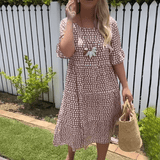 ZORA | Robe midi à manches courtes en sable | Maya Deauville