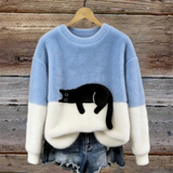 Sweat d’hiver doux à motif chat délicat | Maya Deauville