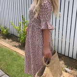 Nicola | Robe midi à manches courtes | Maya Deauville