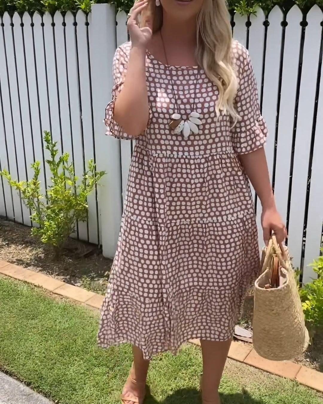 Nicola | Robe midi à manches courtes | Maya Deauville