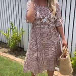 Nicola | Robe midi à manches courtes | Maya Deauville