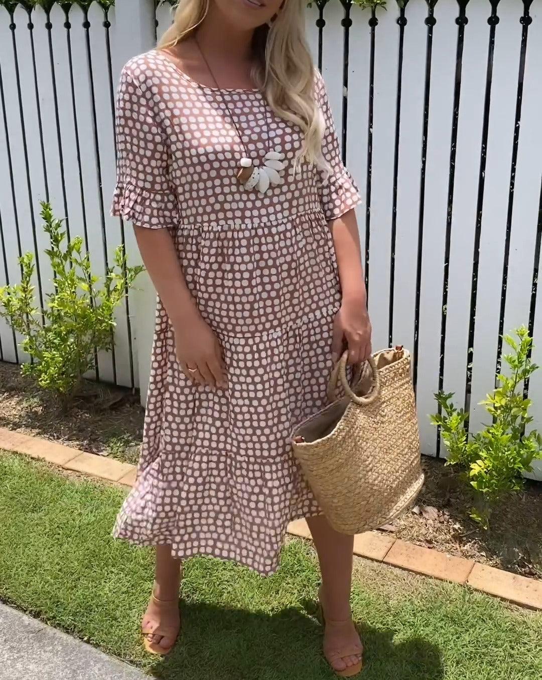 Nicola | Robe midi à manches courtes | Maya Deauville