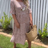 Nicola | Robe midi à manches courtes | Maya Deauville