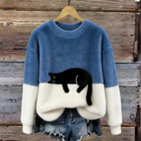 Sweat d’hiver doux à motif chat délicat | Maya Deauville