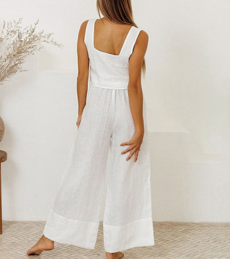 Megan | Ensemble Top Minimaliste et Pantalon Évasé | Maya Deauville
