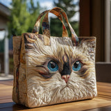 Sac cabas artisanal – chat blanc aux yeux bleus