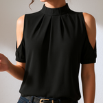 Joséphine™ | Blouse noire élégante avec manches fendues | Maya Deauville