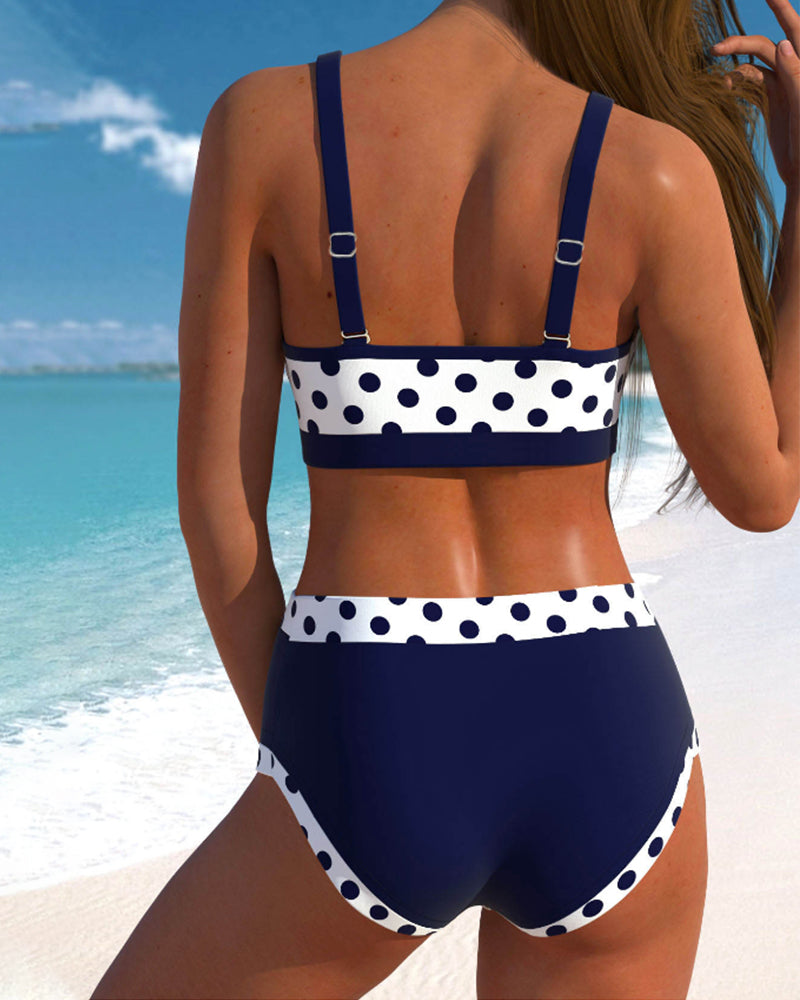 Liesbeth – Bikini taille haute à pois avec design patchwork | Maya Deauville