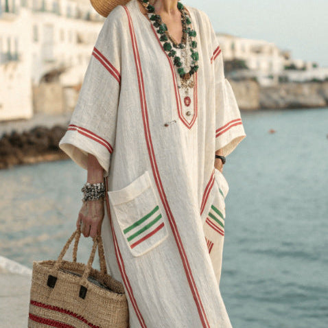 Robe Caftan "Mathilde" – Riviera Éclatante | Maya Deauville