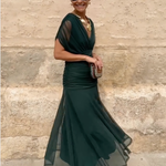 Louise™ | Robe Maxi de Fête Élégante à Col V | Maya Deauville