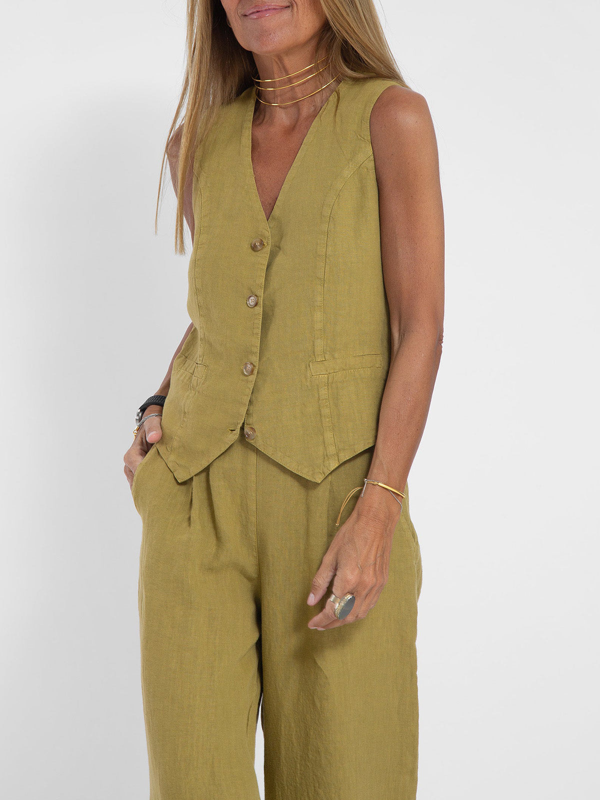 Aira | Ensemble Gilet Boutonné & Pantalon Large | Maya Deauville