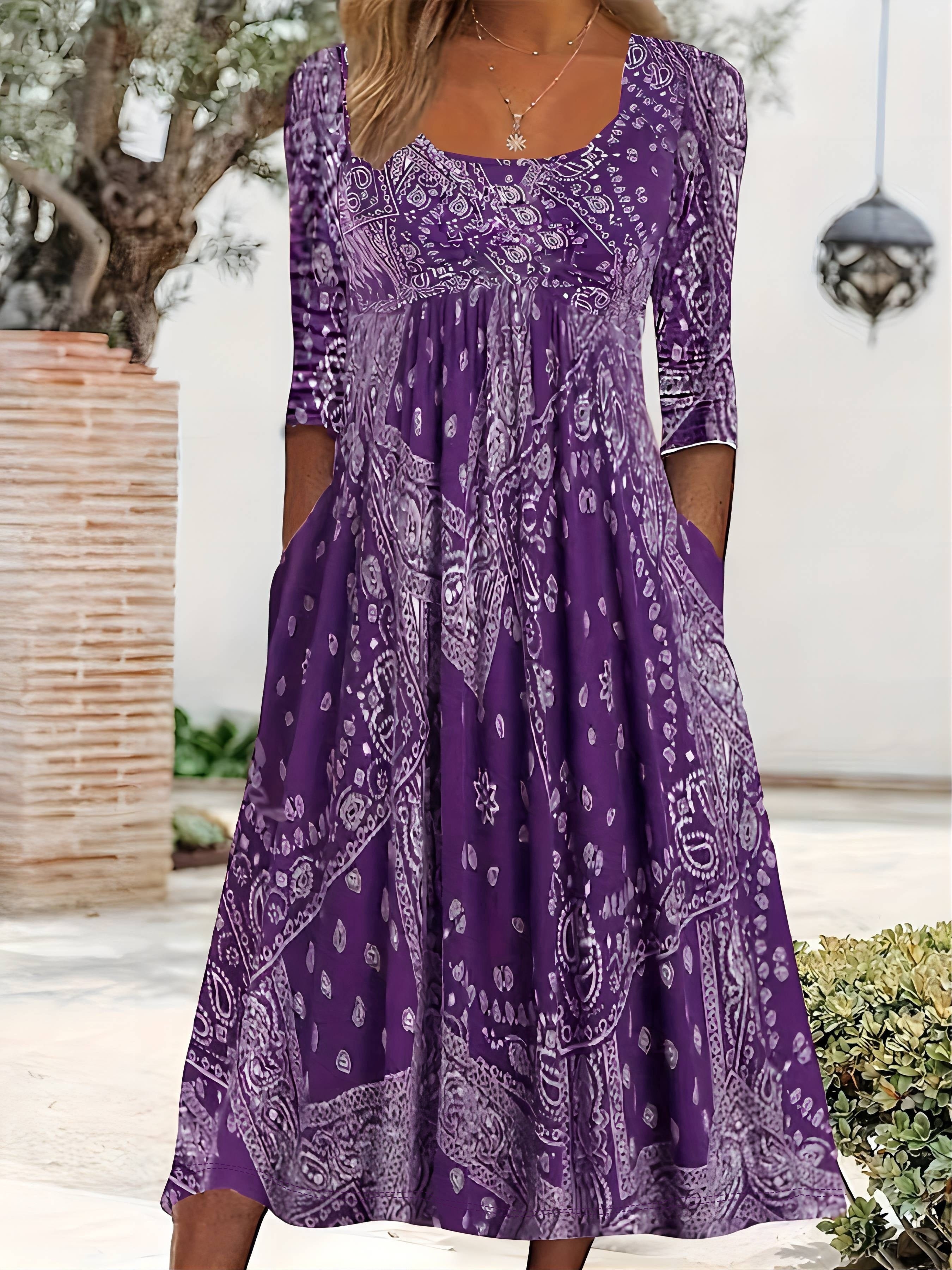 Elowen™ | Robe midi décontractée à manches longues | Maya Deauville