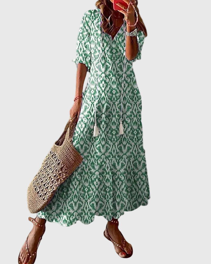Amalia™ | Robe maxi d’été bohème vintage | Maya Deauville