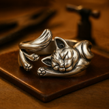 Marianne™ | Bague vintage avec motif chat | Maya Deauville