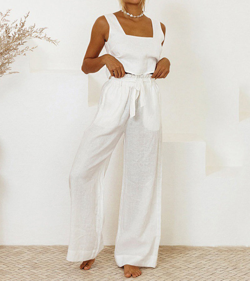 Megan | Ensemble Top Minimaliste et Pantalon Évasé | Maya Deauville