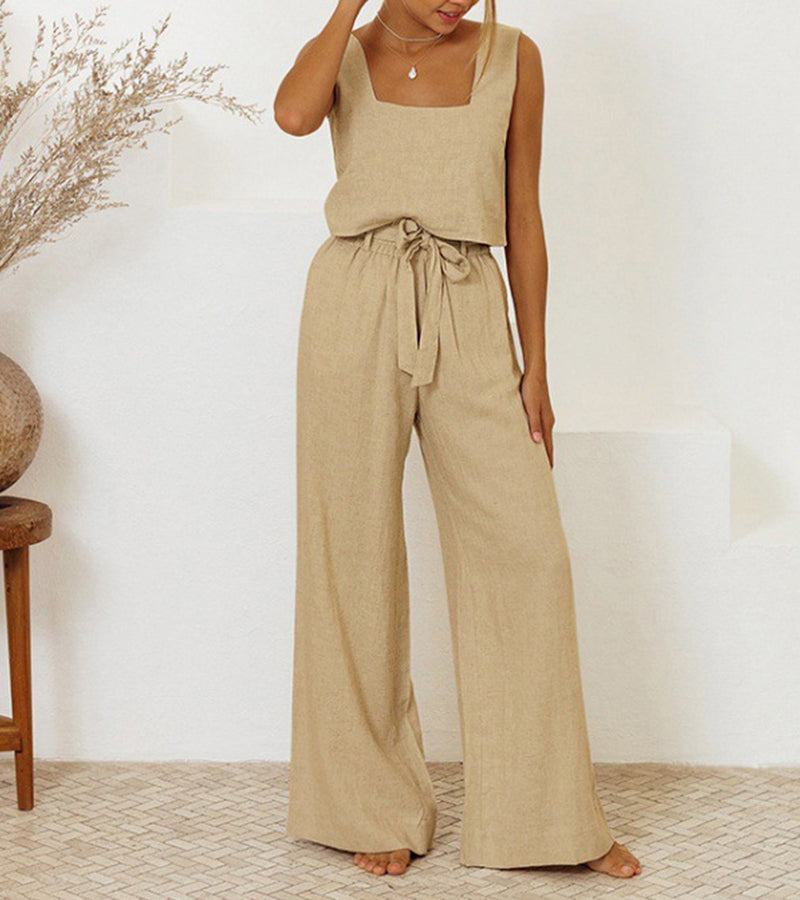Megan | Ensemble Top Minimaliste et Pantalon Évasé | Maya Deauville