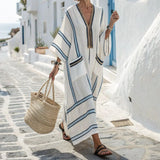Robe Caftan "Cassandre" – Ligne Marine | Maya Deauville