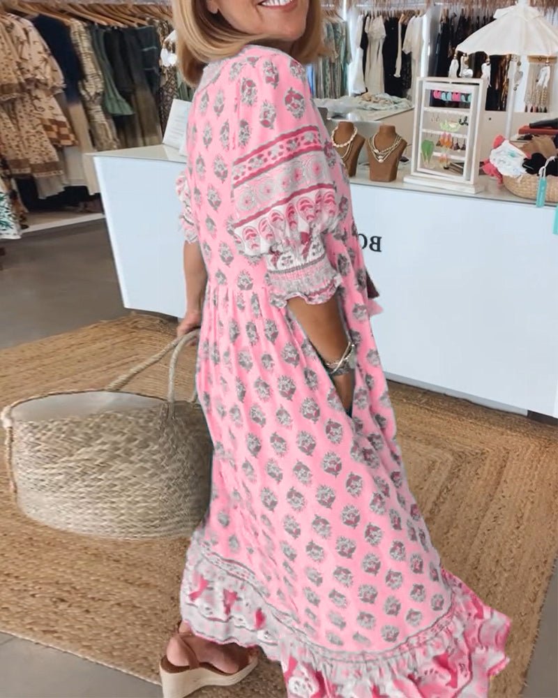 MANA | Robe midi florale chic à col en v | Maya Deauville