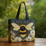 Sac cabas artisanal – abeille, marguerites et étoiles