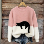 Sweat d’hiver doux à motif chat délicat | Maya Deauville