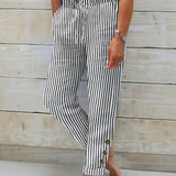 Raquelle | Pantalon Rayé Décontracté | Maya Deauville