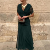 Louise™ | Robe Maxi de Fête Élégante à Col V | Maya Deauville