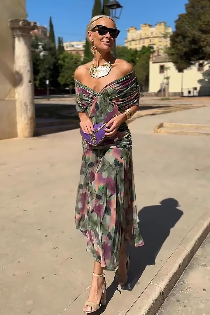 Louise™ | Robe Maxi de Fête Élégante à Col V | Maya Deauville