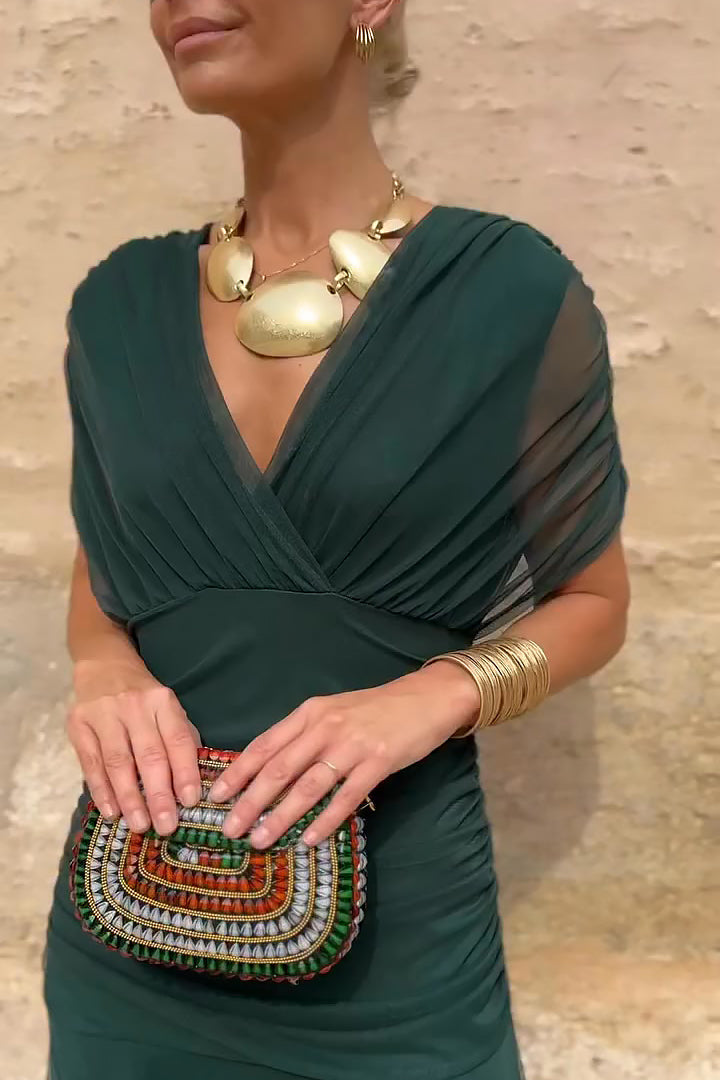 Louise™ | Robe Maxi de Fête Élégante à Col V | Maya Deauville