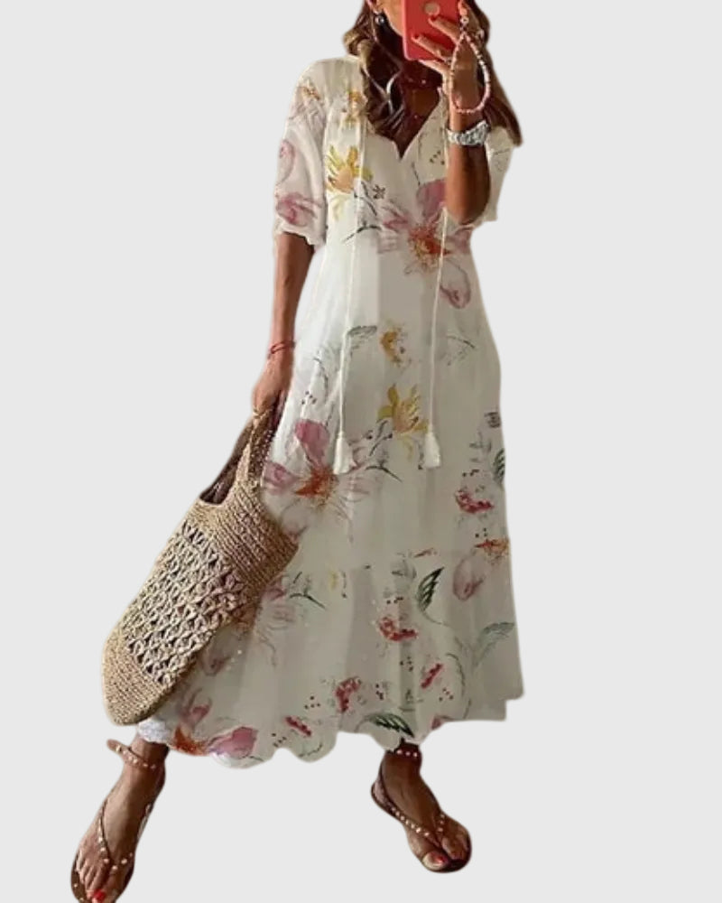 Amalia™ | Robe maxi d’été bohème vintage | Maya Deauville