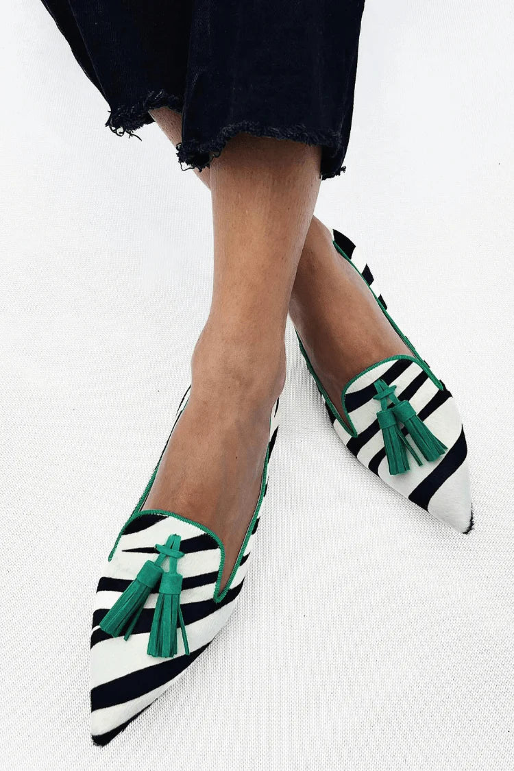 Riane™ | Mocassins Zebra Vert | Maya Deauville