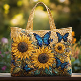 Sac cabas artisanal – tournesols et papillons bleus