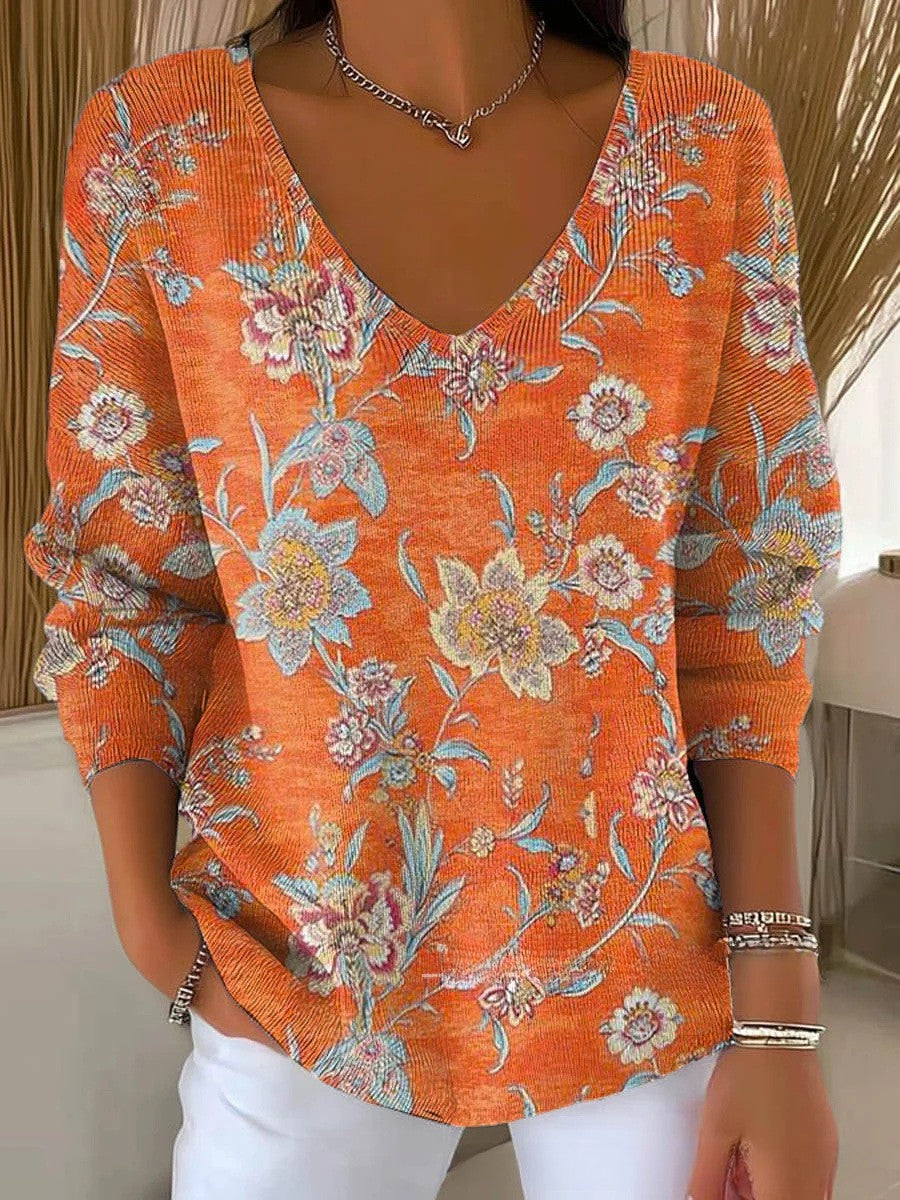Béatrice – Pull coloré avec col en V | Maya Deauville