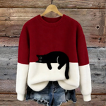 Sweat d’hiver doux à motif chat délicat | Maya Deauville