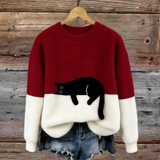 Sweat d’hiver doux à motif chat délicat | Maya Deauville