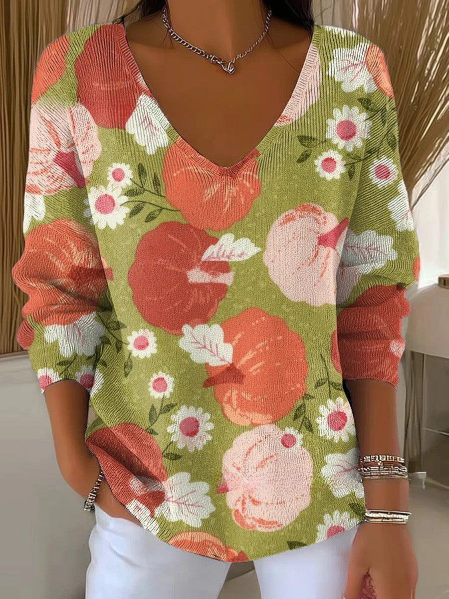 Béatrice – Pull coloré avec col en V | Maya Deauville