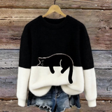 Sweat d’hiver doux à motif chat délicat | Maya Deauville