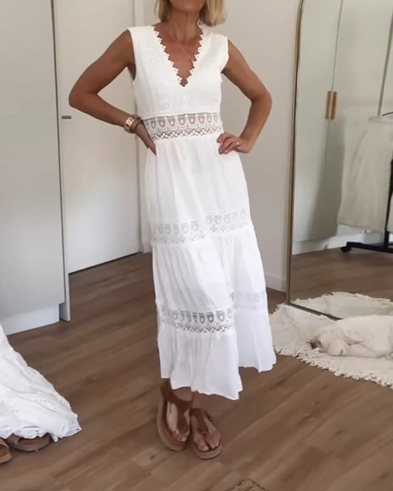 Circe | Robe Camisole en Dentelle à Col V | Maya Deauville