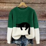 Sweat d’hiver doux à motif chat délicat | Maya Deauville