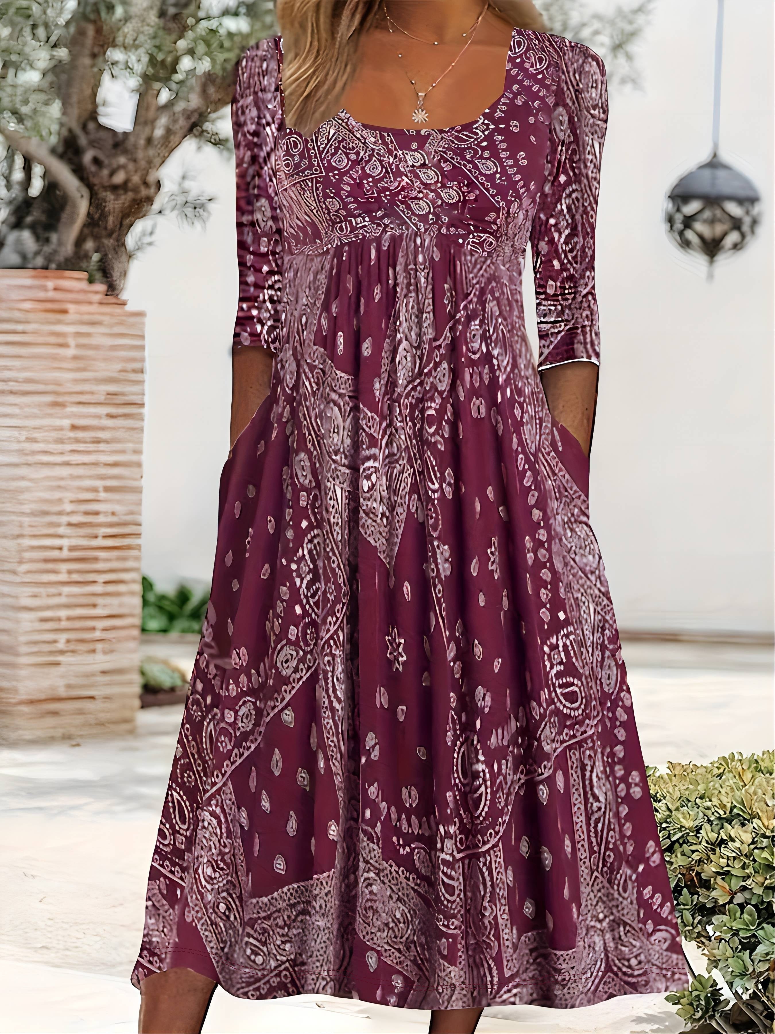 Elowen™ | Robe midi décontractée à manches longues | Maya Deauville