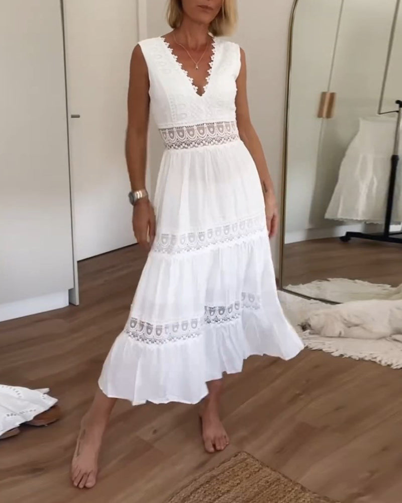 Circe | Robe Camisole en Dentelle à Col V | Maya Deauville