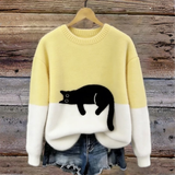 Sweat d’hiver doux à motif chat délicat | Maya Deauville
