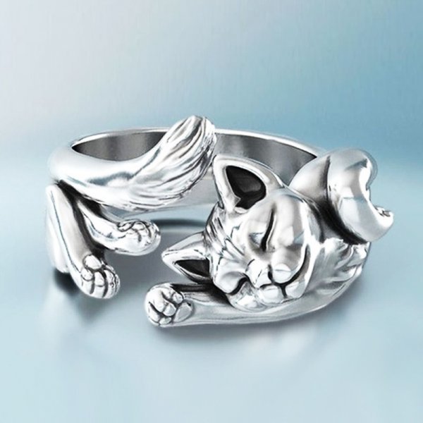 Marianne™ | Bague vintage avec motif chat | Maya Deauville