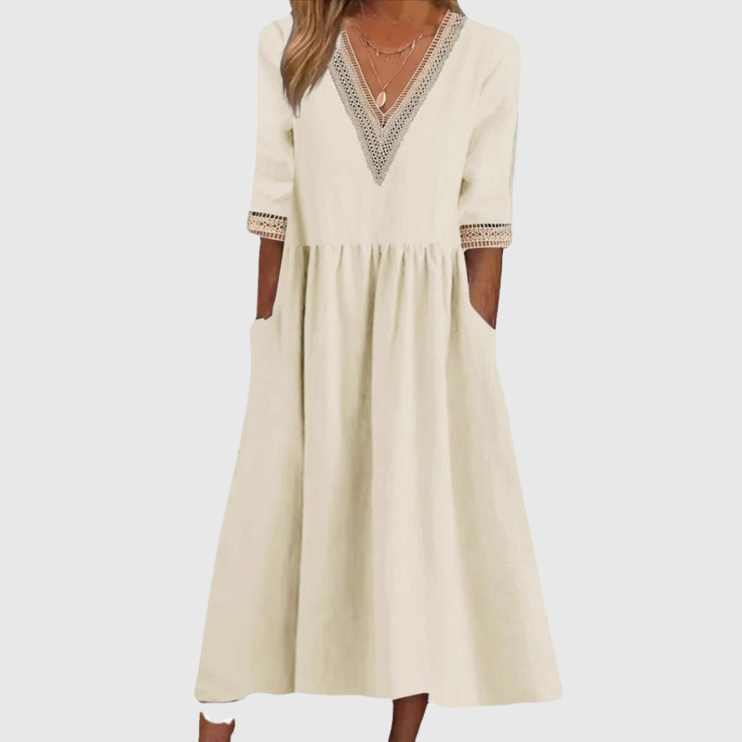 LIVIA | Robe mi-longue à dentelle | Maya Deauville