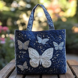 Sac cabas artisanal – papillon argenté