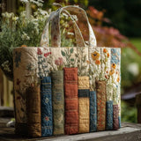 Sac cabas matelassé artisanal – livres et fleurs