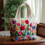 Sac cabas matelassé – jardin de tulipes