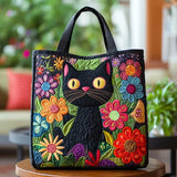 Sac cabas matelassé – chat noir enchanté