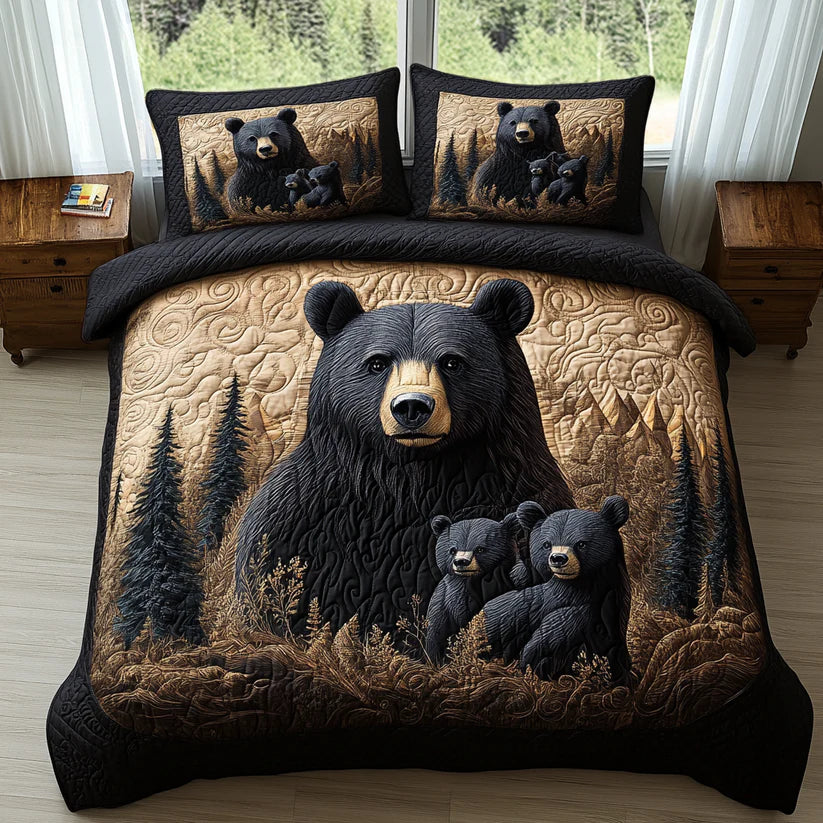 Parure de lit matelassée 3 pièces – Animaux de la forêt